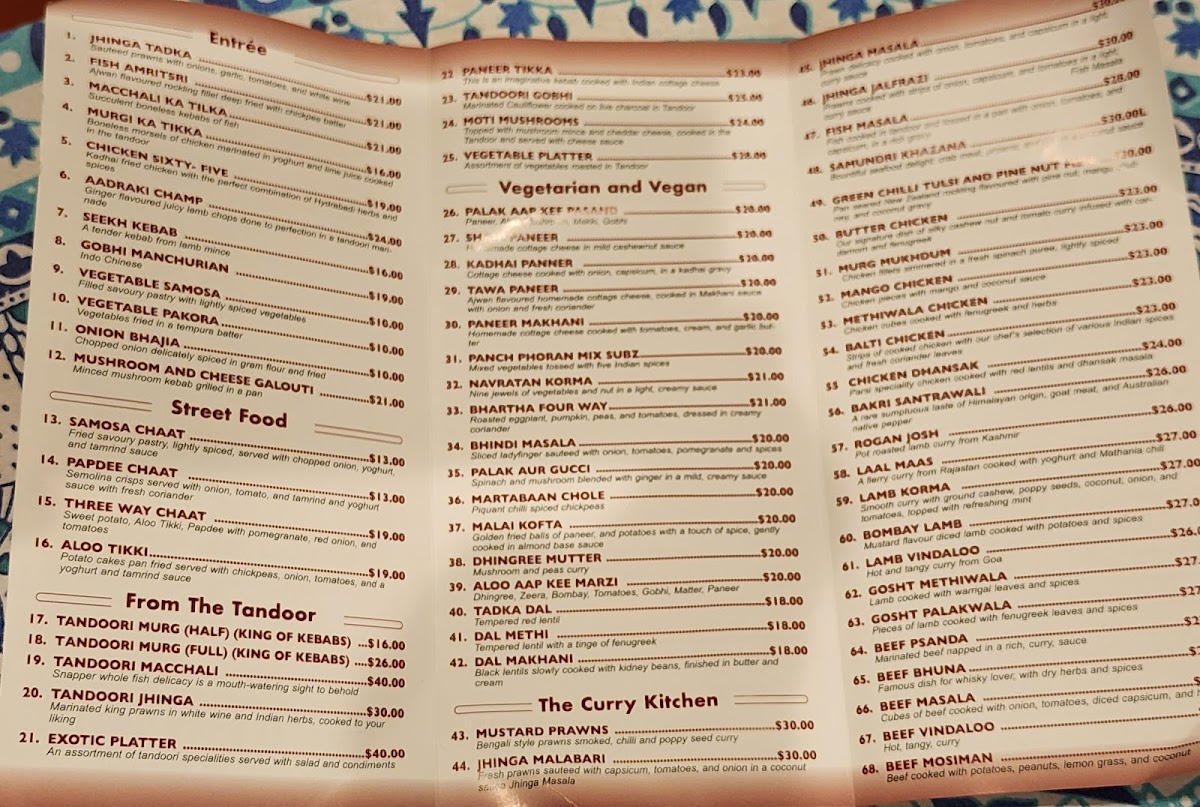 Menu Moti Mahal Indian Restaurant Malvern-2